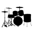 Drum set isolated. Music instrument silhouette. Creative concept design in realistic style. illustration on white background. Royalty Free Stock Photo