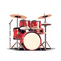 drum set music tools flat vector