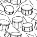 Drum Set Sketch Seamless Pattern Royalty Free Stock Photo