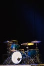 Drum Set On A Stage At Dark Background. Musical Drums Kit On Stage Royalty Free Stock Photo