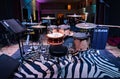 Drum set on a stage. Drums kit. Live concert concept. Royalty Free Stock Photo