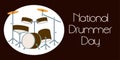 Drum set vector design. National Drummer Day. Drum kit flat style vector illustration, isolated elements. Percussion set with