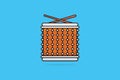 Drum Snare with Sticks vector illustration. Music instrument object icon concept.