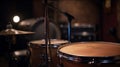 Drum sticks hit on the snare drum in black background Royalty Free Stock Photo