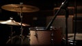 Drum sticks hit on the snare drum in black background Royalty Free Stock Photo