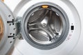 Drum of washing machine dry and clean close-up.Washing Dryer Machine inside view of a drum Royalty Free Stock Photo