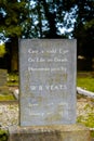 Close-up view of the headstone and grave of william Butler Yeats imn the Drumcliffe Parish Church Cemettery