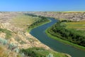 Orkney Viewpoint overlooking Red Deer River and Badlands Landscape in Canadian Prairies, Drumheller, Alberta