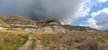 Summer Storm over Badlands at Willow Creek Canyon, East Coulee, Drumheller, Alberta, Canada Royalty Free Stock Photo