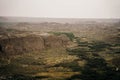 Drumheller badlands landscape in summer, Dinosaur Provincial Park, Alberta, Canada.