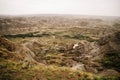 Drumheller badlands landscape in summer, Dinosaur Provincial Park, Alberta, Canada. Royalty Free Stock Photo