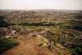 Drumheller badlands landscape in summer, Dinosaur Provincial Park, Alberta, Canada. Royalty Free Stock Photo