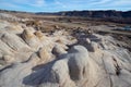 Drumheller HooDoos is a 0.5 kilometer heavily trafficked loop trail located near Drumheller, Alberta, Canada that features a cave Royalty Free Stock Photo