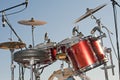 Drumkit against a blue sky background Royalty Free Stock Photo