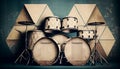 Drumkit background with an abstract vintage distressed texture