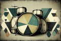 Drumkit background with an abstract vintage distressed texture