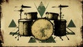 Drumkit background with an abstract vintage distressed texture