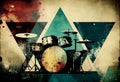 Drumkit background with an abstract vintage distressed texture