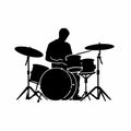 Drummer black icon on white background. Drummer silhouette Royalty Free Stock Photo