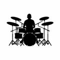 Drummer black icon on white background. Drummer silhouette Royalty Free Stock Photo