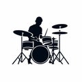 Drummer black icon on white background. Drummer silhouette Royalty Free Stock Photo