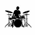 Drummer black icon on white background. Drummer silhouette Royalty Free Stock Photo
