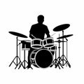 Drummer black icon on white background. Drummer silhouette Royalty Free Stock Photo