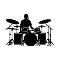 Drummer black icon on white background. Drummer silhouette Royalty Free Stock Photo