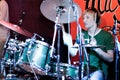 Drummer in blue light Royalty Free Stock Photo