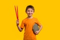 Drummer boy in studio Royalty Free Stock Photo