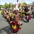 Drummer and dancer on Sepik River in New Guinea