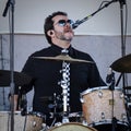 Drummer Gary Sanchez from the local rock band Rock Lobster performs at Parada Del Sol parade event held annually in downtown