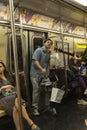 Drummer and guitarist playing in New York City, USA