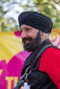 Drummer Jonny Kalsi from the Dhol Foundation playing at an annual concert of Jewish Klezmer music in Regent`s Park in London UK. Royalty Free Stock Photo