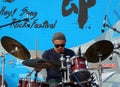 Drummer Performs at Rock Festival