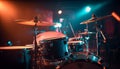 Drummer performs on stage with illuminated drum kit at nightclub generated by AI Royalty Free Stock Photo