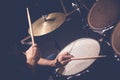 Drummer playing drums Royalty Free Stock Photo