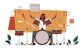 Drummer playing drums vector concept