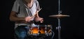 The drummer plays the drums. The process of playing a musical instrument. The concept of music Royalty Free Stock Photo