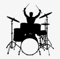 Drummer Silhouette, Acoustic Drum Kit Silhouette