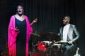 Drummer and singer performing in an event Royalty Free Stock Photo