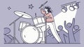 Drummer on Stage with Drum Kit and Lights, Flat Vector Art, vector design Generative AI Royalty Free Stock Photo