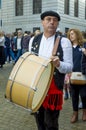 A drummer during the sheep transhumance festival passing through Madrid Spain