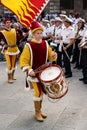 Drummer of the Valdimontone Contrada at the Palio di Siena Royalty Free Stock Photo