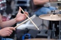 The drummer& x27;s hands Royalty Free Stock Photo