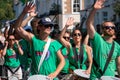 Drummers band singing and dancing on the street at the 53rd edition of Notting Hill