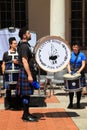 The drummers of the City Of Rome Pipe Band during the Music Band Festival which was held in Genoa from 6 to 9 July 2023.