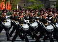 Drummers of the Moscow military music school during the parade dedicated to Victory day.