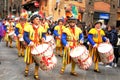 Drummers with old traditional costumes in Florence, Italy. 2013
