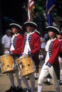 Drummers in red and white colonial uniforms Royalty Free Stock Photo